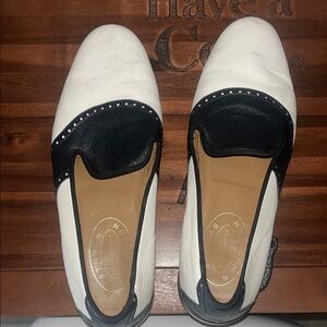 Stubbs & Wootton Black and White Slip-On Loafers